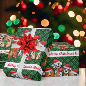 Puppy Dog Persoonlijke naam Groene met kerstmis Cadeaupapier