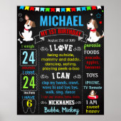 Puppy Dog Pet First Birthday chalkboard Poster (Voorkant)