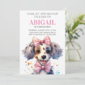 Puppy Dog Pet Pet Kids Birthday Party Kaart (Staand voorkant)