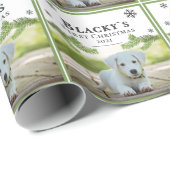 Puppy Dog Pet Photo Cute First Kerstpine Cadeaupapier (Rol Hoek)