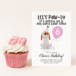 Puppy Dog Pink Birthday Party Kaart