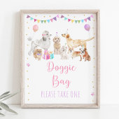 Puppy Dog Pink Girl Birthday Favor Sign Poster