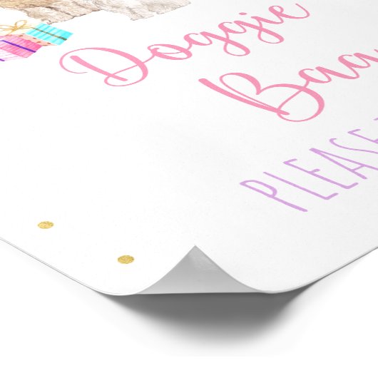 Puppy Dog Pink Girl Birthday Favor Sign Poster (Hoek)