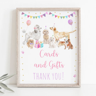 Puppy Dog Pink Girl Birthday Gifts Sign Poster