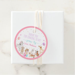 Puppy Dog Pink Girl Paw-ty Birthday Bedankjes Labels