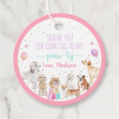 Puppy Dog Pink Girl Paw-ty Birthday Bedankjes Labels (Voorkant)