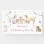 Puppy Dog Pink Girl Paw-ty Birthday Spandoek (Horizontaal)