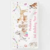 Puppy Dog Pink Girl Paw-ty Birthday Spandoek (Verticaal)