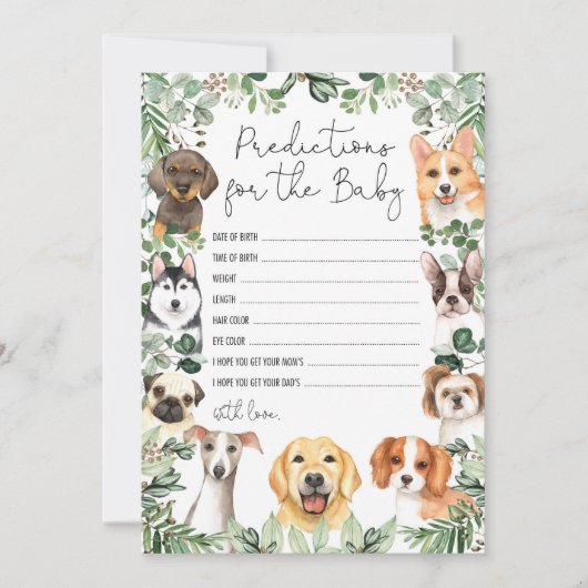 Puppy Dog Predications voor Baby shower Game Card Kaart (Voorkant)