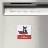 Puppy Dog Prettige feestdagen Pet Photo Red Magneet (Insitu (Vaatwasser))