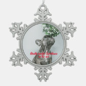 Puppy Dog Pug Photo Typography Cute Tin Sneeuwvlok Ornament (Voorkant)