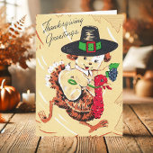 Puppy Dog Riding Turkse Thanksgiving Feestdagen Kaart