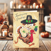 Puppy Dog Riding Turkse Thanksgiving Feestdagen Kaart