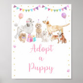Puppy Dog Roze meisje neemt een pupppy Sign aan Poster (Voorkant)