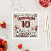 Puppy Dog Rustic Little Girl's 10th Birthday  Servet (Insitu)