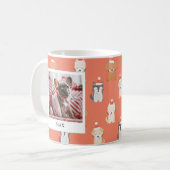 Puppy Dog Santa Pattern 2 Foto Holiday Red Mok (Voorkant links)