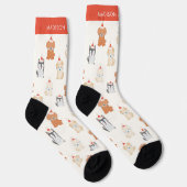 Puppy Dog Santa Pattern Cream Sokken (Rechts)