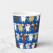 Puppy Dog Schattige Kleurrijke 1e Verjaardag Party Papieren Bekers (Achterkant)