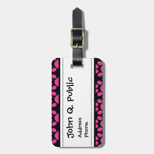 Puppy dog schildert afdrukken Hot Pink zwart Bagagelabel (Voorkant verticaal)