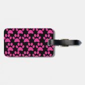 Puppy dog schildert afdrukken Hot Pink zwart Bagagelabel (Achterkant horizontaal)