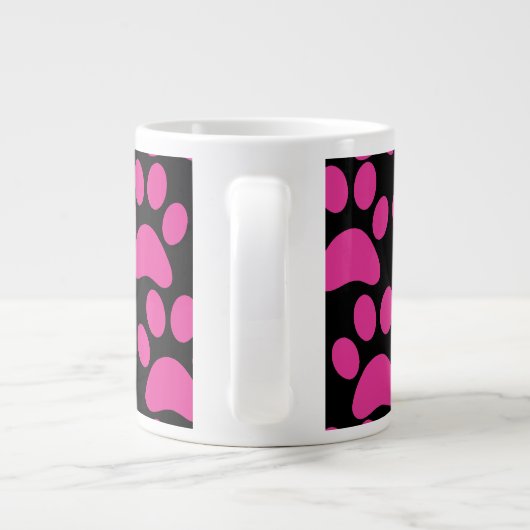 Puppy dog schildert afdrukken Hot Pink zwart Grote Koffiekop (Achterkant)