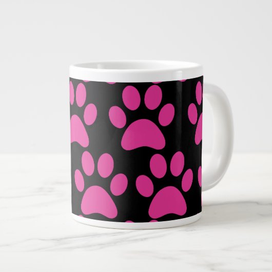 Puppy dog schildert afdrukken Hot Pink zwart Grote Koffiekop (Voorkant rechts)