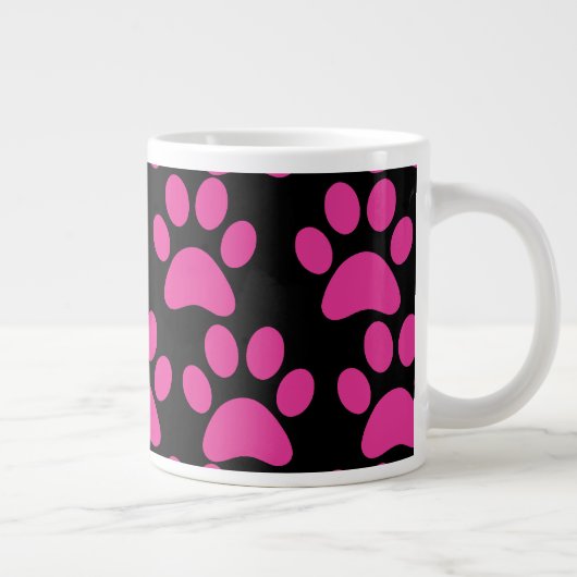 Puppy dog schildert afdrukken Hot Pink zwart Grote Koffiekop (Rechts)