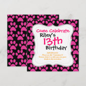 Puppy dog schildert afdrukken Hot Pink zwart Kaart (Voorkant / Achterkant)