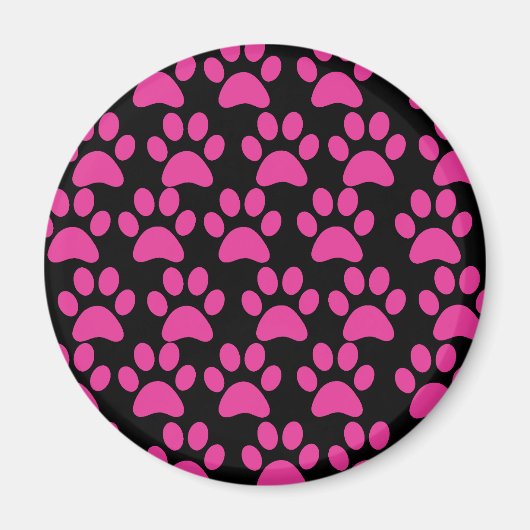 Puppy dog schildert afdrukken Hot Pink zwart Magneet (Voorkant)