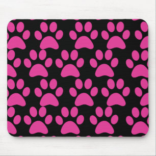 Puppy dog schildert afdrukken Hot Pink zwart Muismat