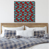 Puppy dog schildert afdrukken rood blauw (Insitu (Slaapkamer))