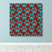 Puppy dog schildert afdrukken rood blauw (Insitu (Houten vloer))