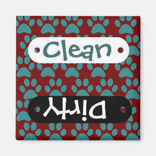 Puppy dog schildert afdrukken rood blauw magneet