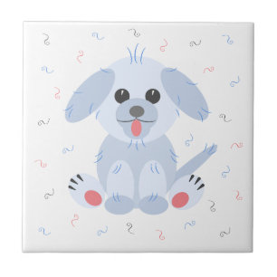 Puppy Dog Simple Pink Pastel Cartoon Tegeltje
