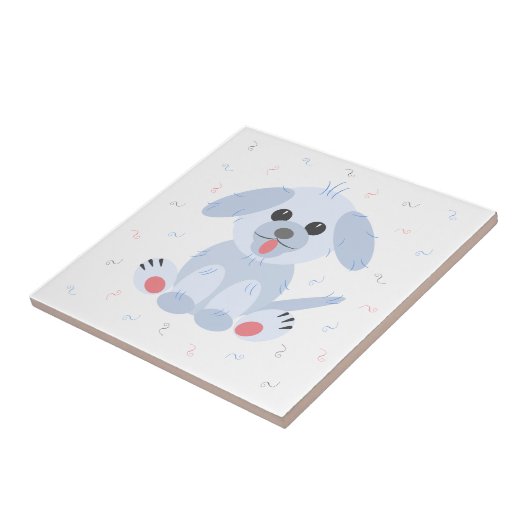 Puppy Dog Simple Pink Pastel Cartoon Tegeltje (Zijkant)