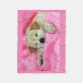 Puppy Dog Sleeping op de roze rugzak Fleece Deken (Voorkant)