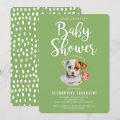 Puppy Dog Spring Baby shower Kaart (Voorkant / Achterkant)