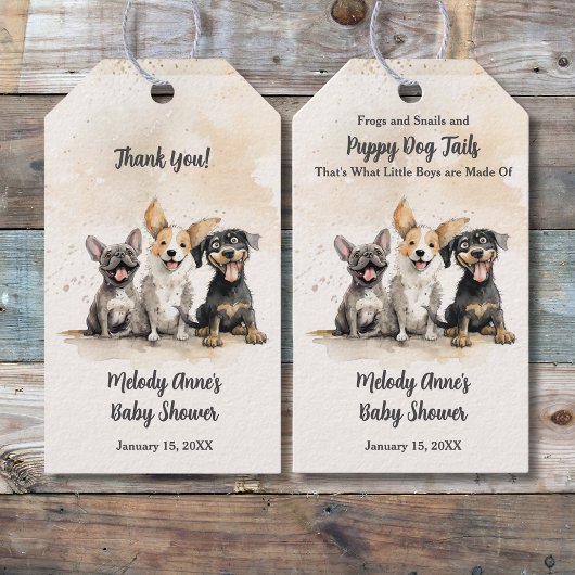 Puppy Dog Tails Baby Boy Baby shower Cadeaulabel