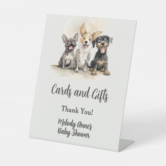 Puppy Dog Tails Boy Baby shower Kaarten Geschenken Reclamebord Met Voetstuk (Voorkant)
