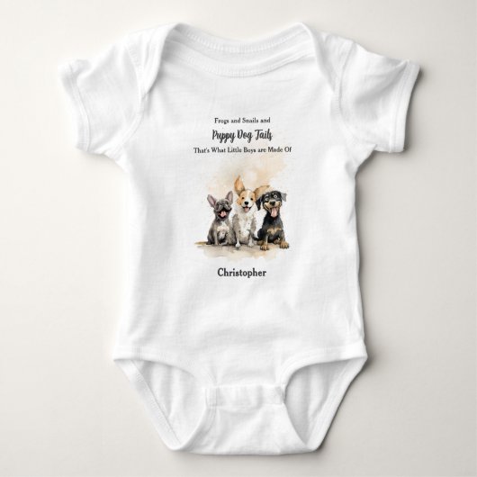 Puppy Dog Tails Rhyme Baby Boy Gepersonaliseerd Romper (Voorkant)