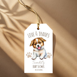 Puppy dog thema baby shower dank u gunst cadeaulabel