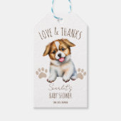 Puppy dog thema baby shower dank u gunst cadeaulabel (Voorkant)