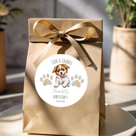 Puppy dog thema baby shower dank u gunst ronde sticker