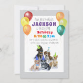 Puppy Dog Thema Kleurrijk Verjaardagsfeest Kaart (Voorkant)