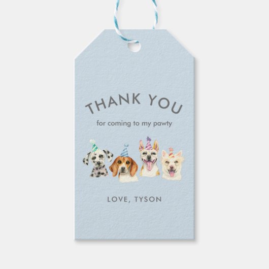 Puppy Dog Thema Verjaardag Dank u Favor Cadeaulabel (Voorkant)