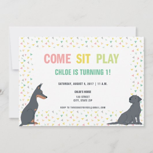 Puppy Dog Theme Birthday Party Kaart (Voorkant)