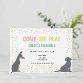 Puppy Dog Theme Birthday Party Kaart (Staand voorkant)