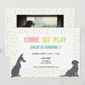 Puppy Dog Theme Birthday Party Kaart (Voorkant / Achterkant)