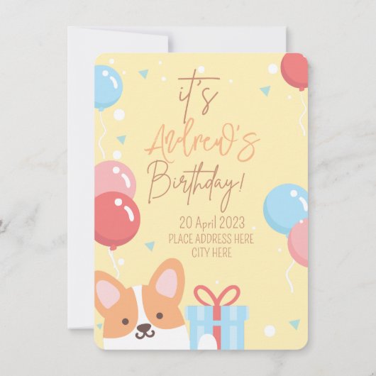 Puppy Dog Theme Children's Birthday Kaart (Achterkant)