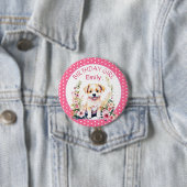 Puppy Dog Theme Gepersonaliseerde Verjaardag Ronde Button 7,6 Cm (In situ)